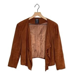 Bershka ASOS Open Front Faux Suede Waterfall Brown Jacket Women's Medium
